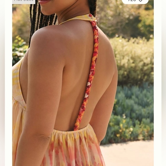 Anthropologie Sleeveless Tiered Maxi Dress yellow pink colorful bright summer - Picture 11 of 12